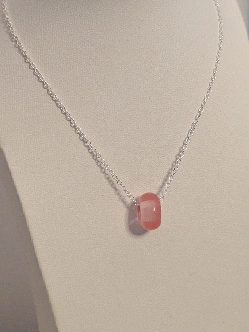 Delicate Strawberry Quartz Minimalist Bead Necklace